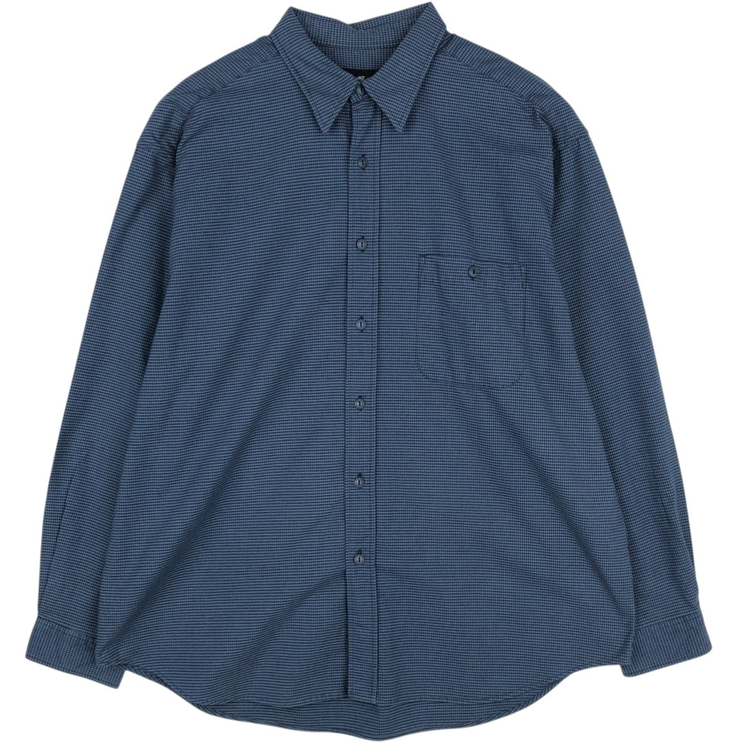 Eddie Bauer Gingham Check Long-Sleeve Cotton Check Shirt, Men's Size XL (approx.) cotton blue type Vintage Second Hand