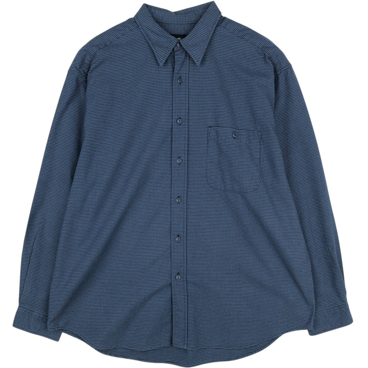 Eddie Bauer Gingham Check Long-Sleeve Cotton Check Shirt, Men's Size XL (approx.) cotton blue type Vintage Second Hand