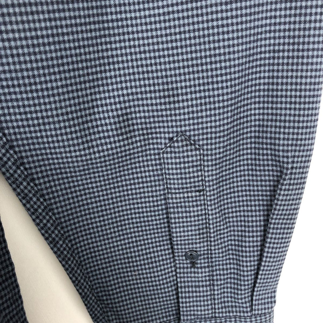 Eddie Bauer Gingham Check Long-Sleeve Cotton Check Shirt, Men's Size XL (approx.) cotton blue type Vintage Second Hand