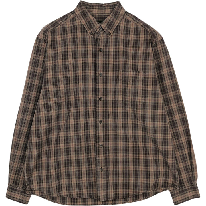 Eddie Bauer Long Sleeve Button-Down Check Shirt, Men's Size L cotton Beige type Vintage Second Hand