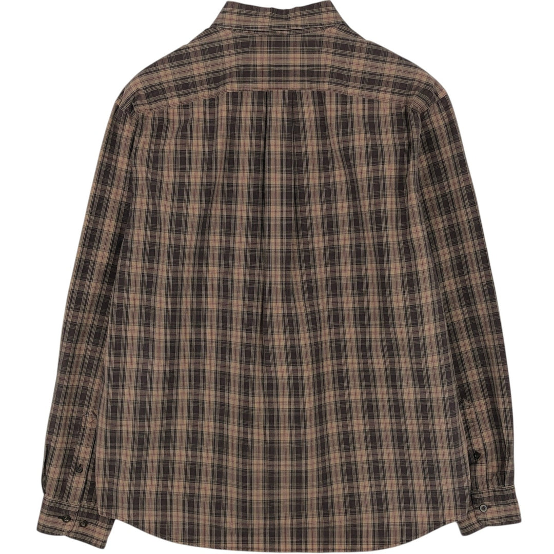 Eddie Bauer Long Sleeve Button-Down Check Shirt, Men's Size L cotton Beige type Vintage Second Hand