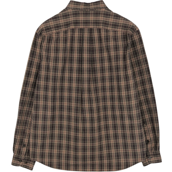 Eddie Bauer Long Sleeve Button-Down Check Shirt, Men's Size L cotton Beige type Vintage Second Hand