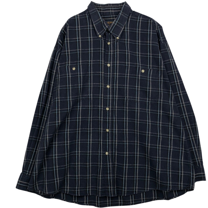 2000'S Woolrich Long-Sleeve Button-Down Check Shirt, Men's Size XXL (approx.) cotton navy blue type Vintage Second Hand