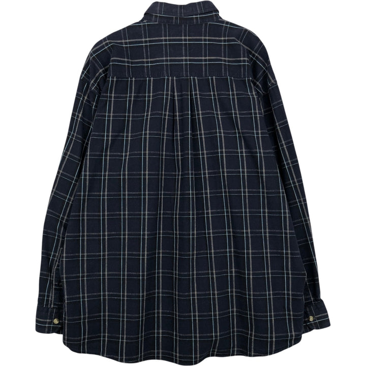 2000'S Woolrich Long-Sleeve Button-Down Check Shirt, Men's Size XXL (approx.) cotton navy blue type Vintage Second Hand