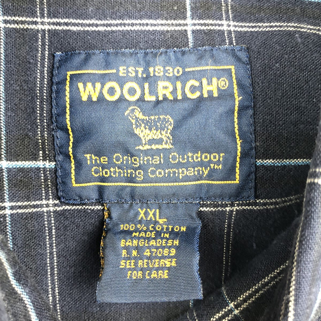 2000'S Woolrich Long-Sleeve Button-Down Check Shirt, Men's Size XXL (approx.) cotton navy blue type Vintage Second Hand