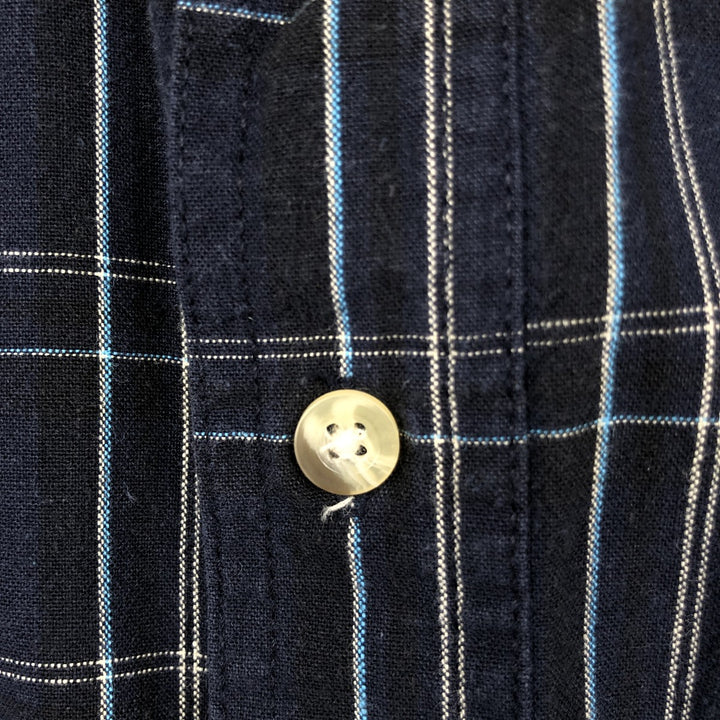 2000'S Woolrich Long-Sleeve Button-Down Check Shirt, Men's Size XXL (approx.) cotton navy blue type Vintage Second Hand