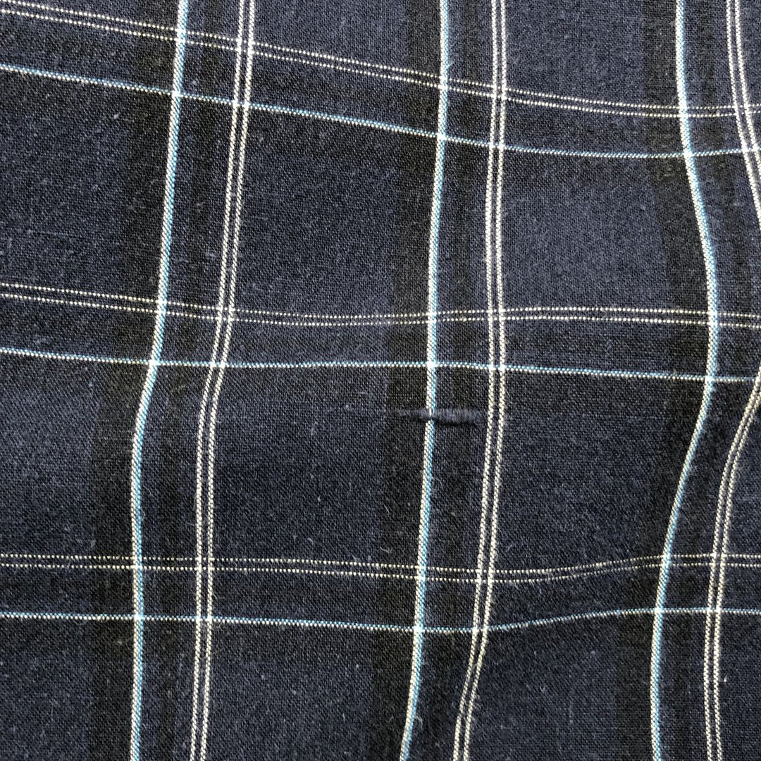 2000'S Woolrich Long-Sleeve Button-Down Check Shirt, Men's Size XXL (approx.) cotton navy blue type Vintage Second Hand