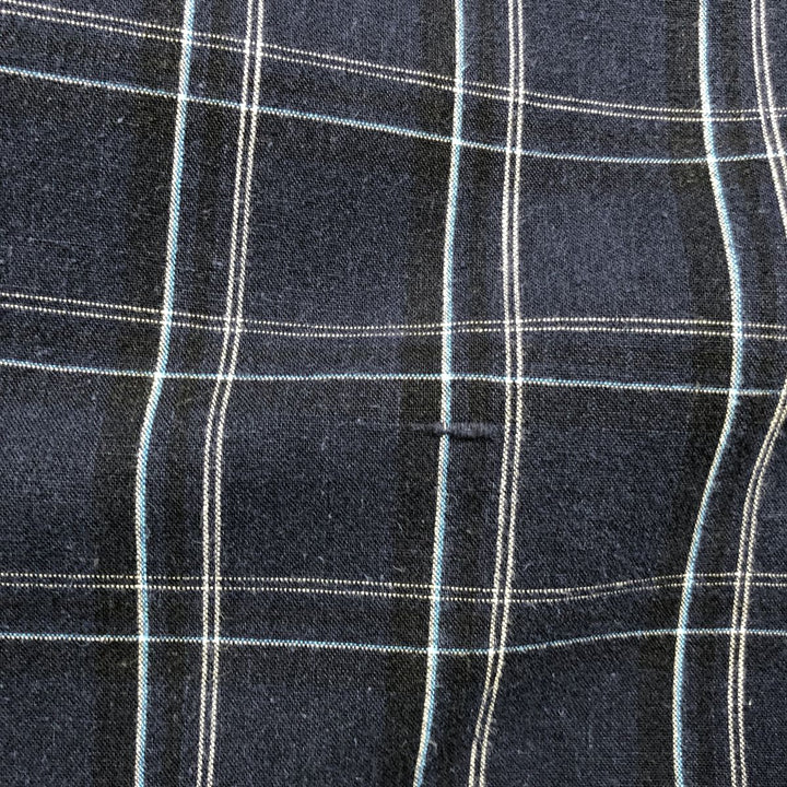 2000'S Woolrich Long-Sleeve Button-Down Check Shirt, Men's Size XXL (approx.) cotton navy blue type Vintage Second Hand