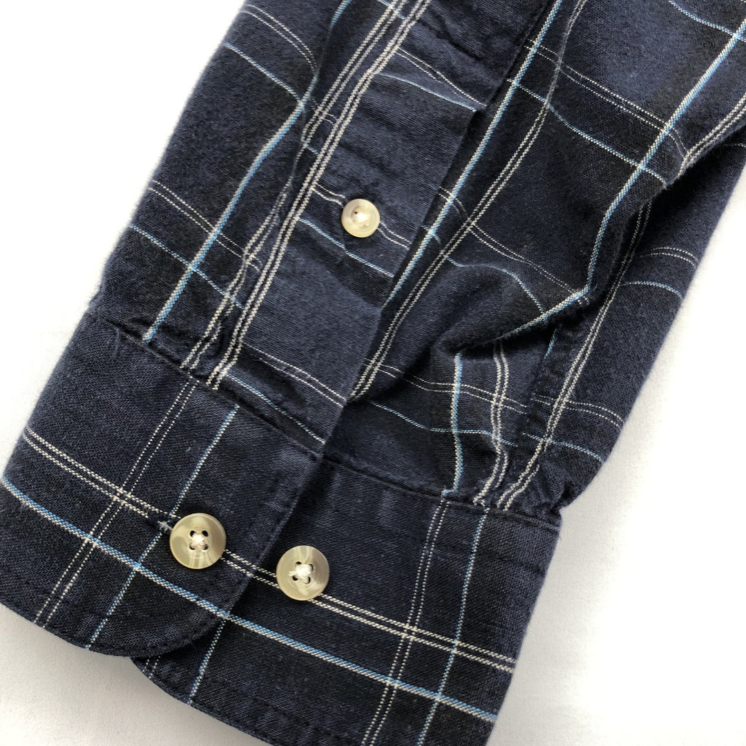 2000'S Woolrich Long-Sleeve Button-Down Check Shirt, Men's Size XXL (approx.) cotton navy blue type Vintage Second Hand
