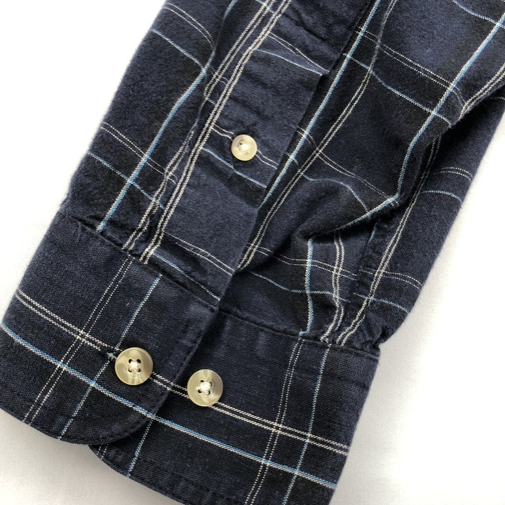 2000'S Woolrich Long-Sleeve Button-Down Check Shirt, Men's Size XXL (approx.) cotton navy blue type Vintage Second Hand