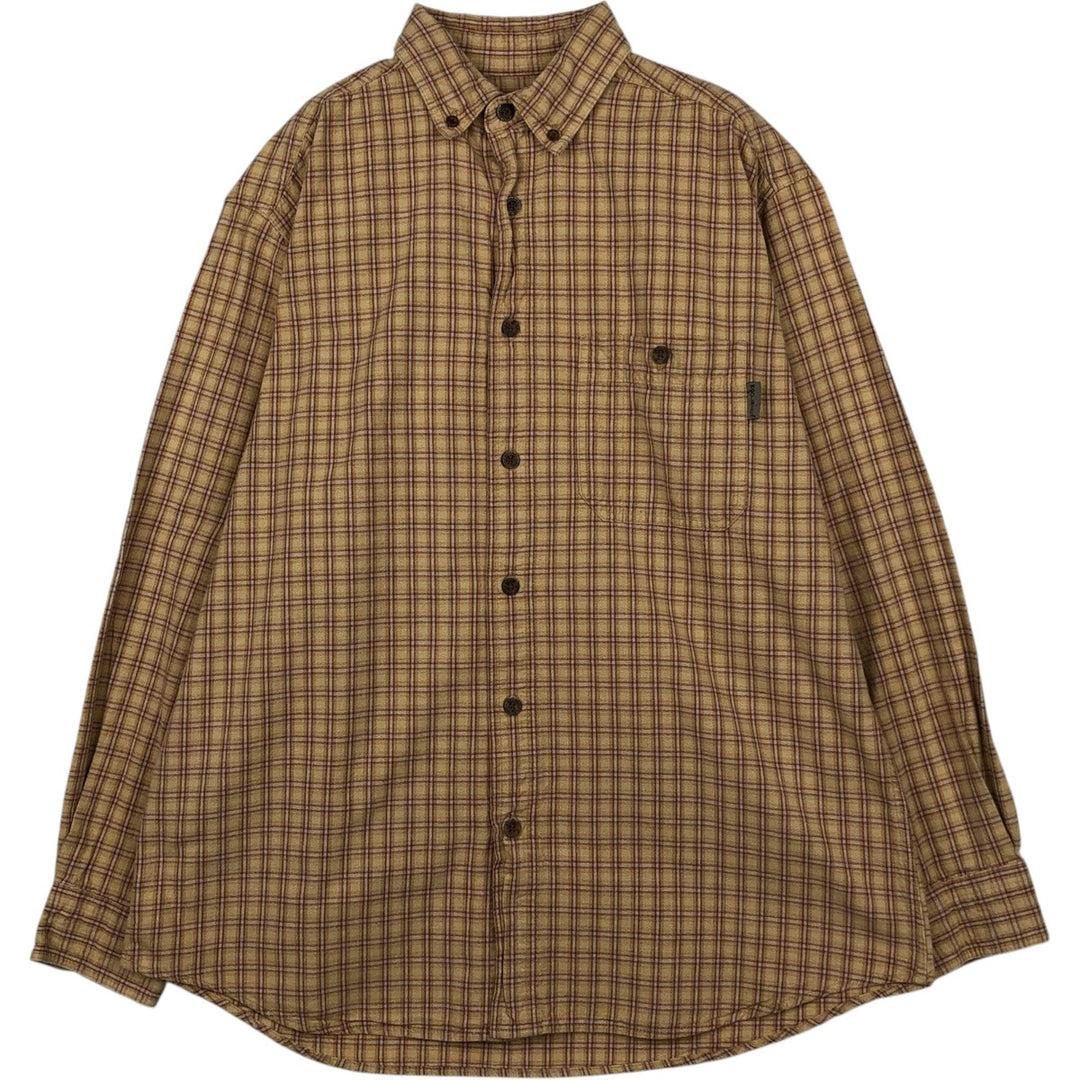 Woolrich long-sleeved button-down check shirt, men's size L (equivalent), vintage. unclear yellow type Vintage Second Hand