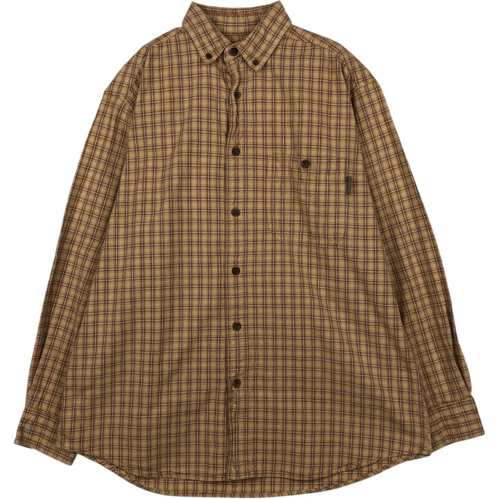 Woolrich long-sleeved button-down check shirt, men's size L (equivalent), vintage. unclear yellow type Vintage Second Hand