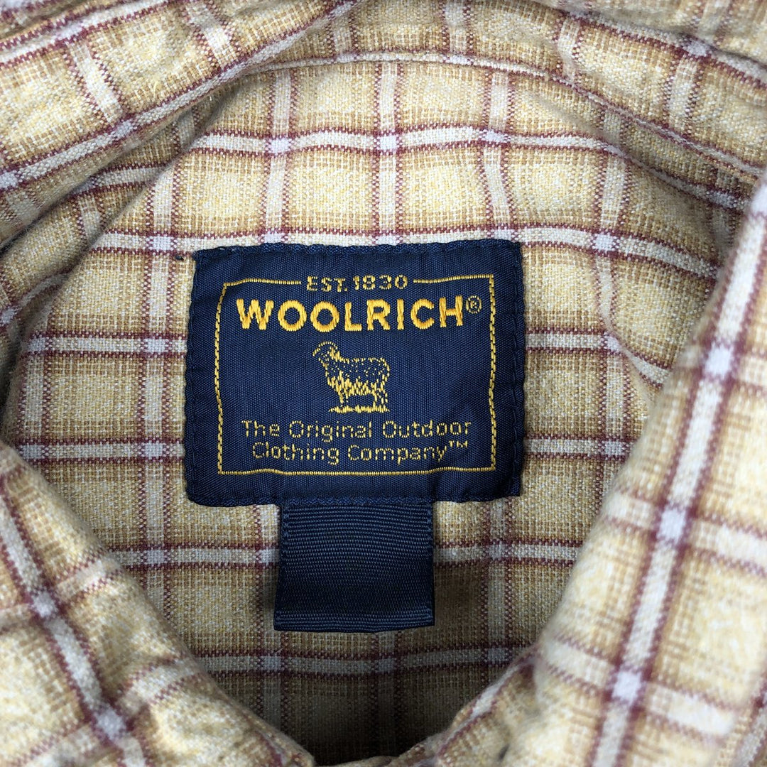 Woolrich long-sleeved button-down check shirt, men's size L (equivalent), vintage. unclear yellow type Vintage Second Hand