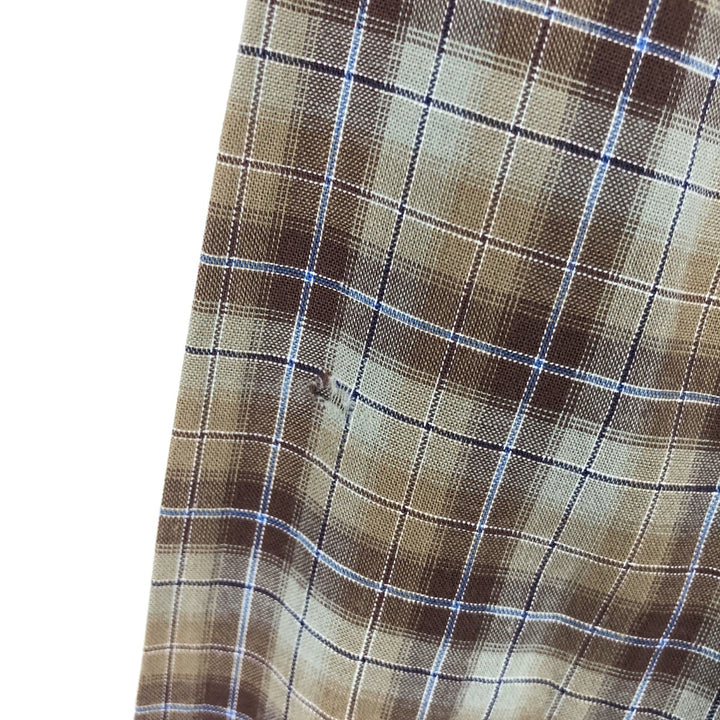 Pierre Cardin Long-Sleeve Cotton Check Shirt, Boxy Fit, Men's Size M cotton brown type Vintage Second Hand