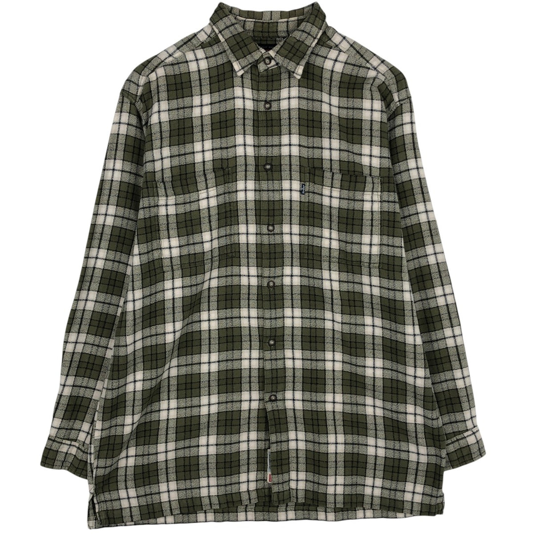 Levi's Jeans Wear Long-Sleeve Check Shirt, Boxy Shirt, Men's Size L (approx.) cotton green type Vintage Second Hand