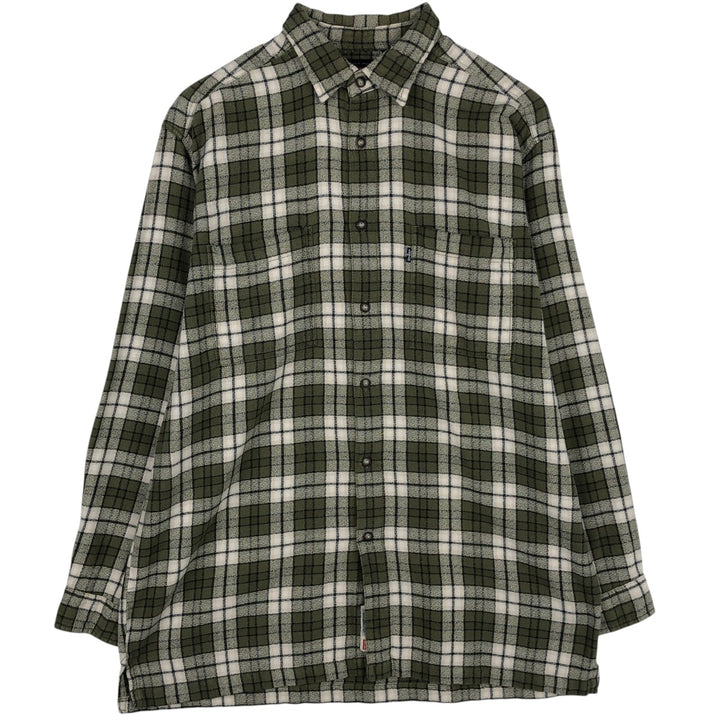 Levi's Jeans Wear Long-Sleeve Check Shirt, Boxy Shirt, Men's Size L (approx.) cotton green type Vintage Second Hand