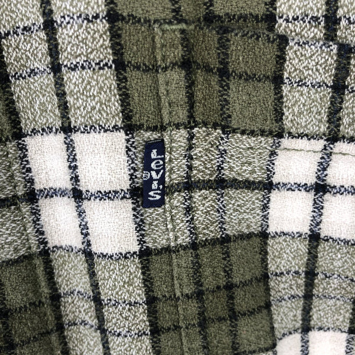 Levi's Jeans Wear Long-Sleeve Check Shirt, Boxy Shirt, Men's Size L (approx.) cotton green type Vintage Second Hand
