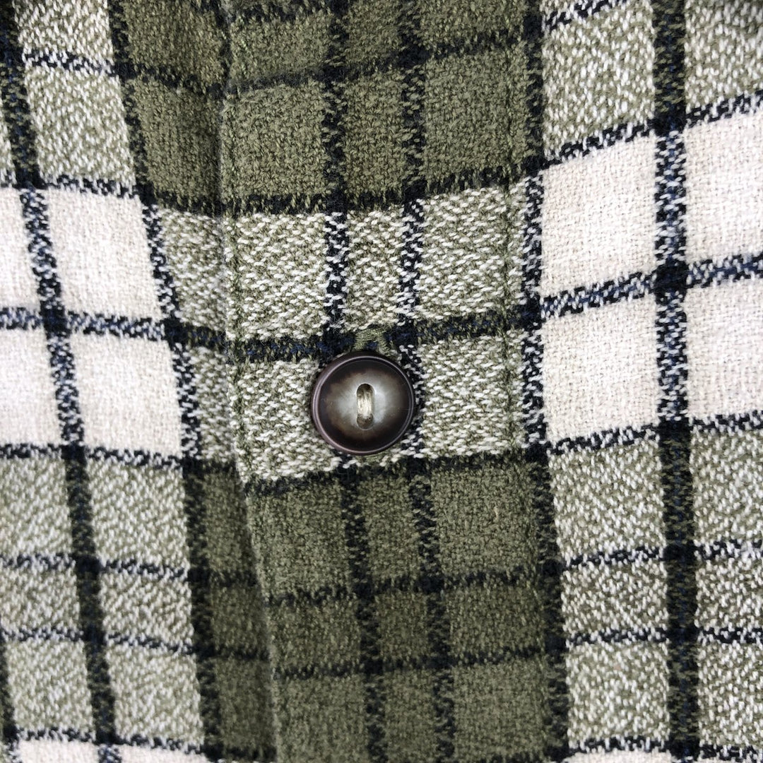 Levi's Jeans Wear Long-Sleeve Check Shirt, Boxy Shirt, Men's Size L (approx.) cotton green type Vintage Second Hand