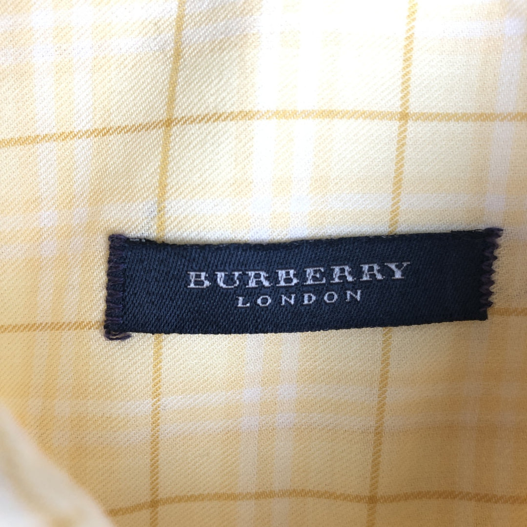 Burberry's London Long-Sleeve Button-Down Check Shirt, Made in USA, Men's Size L (approx.) unclear yellow type Vintage Second Hand