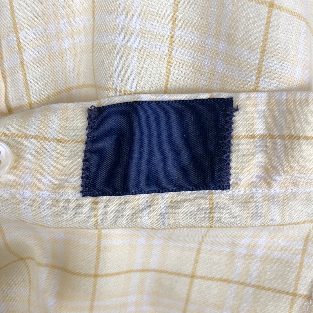 Burberry's London Long-Sleeve Button-Down Check Shirt, Made in USA, Men's Size L (approx.) unclear yellow type Vintage Second Hand