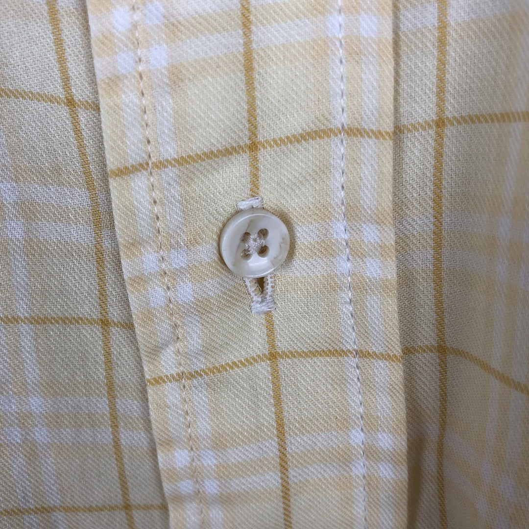 Burberry's London Long-Sleeve Button-Down Check Shirt, Made in USA, Men's Size L (approx.) unclear yellow type Vintage Second Hand