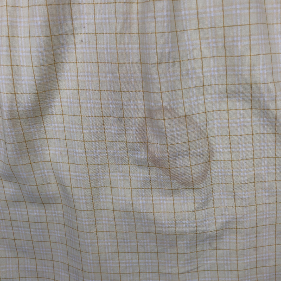 Burberry's London Long-Sleeve Button-Down Check Shirt, Made in USA, Men's Size L (approx.) unclear yellow type Vintage Second Hand