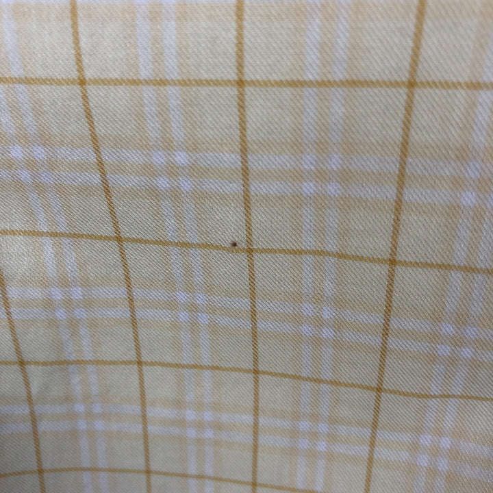 Burberry's London Long-Sleeve Button-Down Check Shirt, Made in USA, Men's Size L (approx.) unclear yellow type Vintage Second Hand