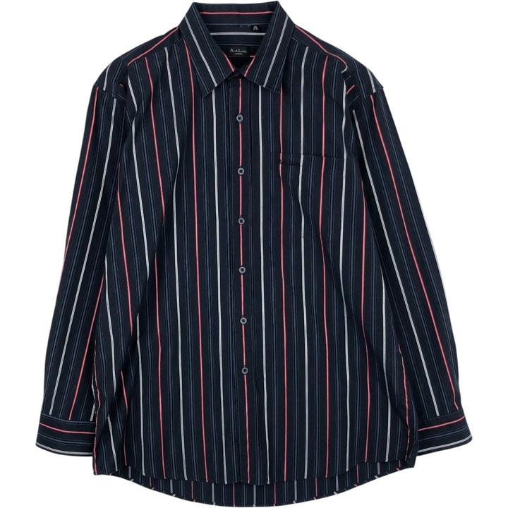 Paul Smith LONDON Long-Sleeve Cotton Stripe Shirt, Men's Size XL (approx.) polyester navy blue type Vintage Second Hand