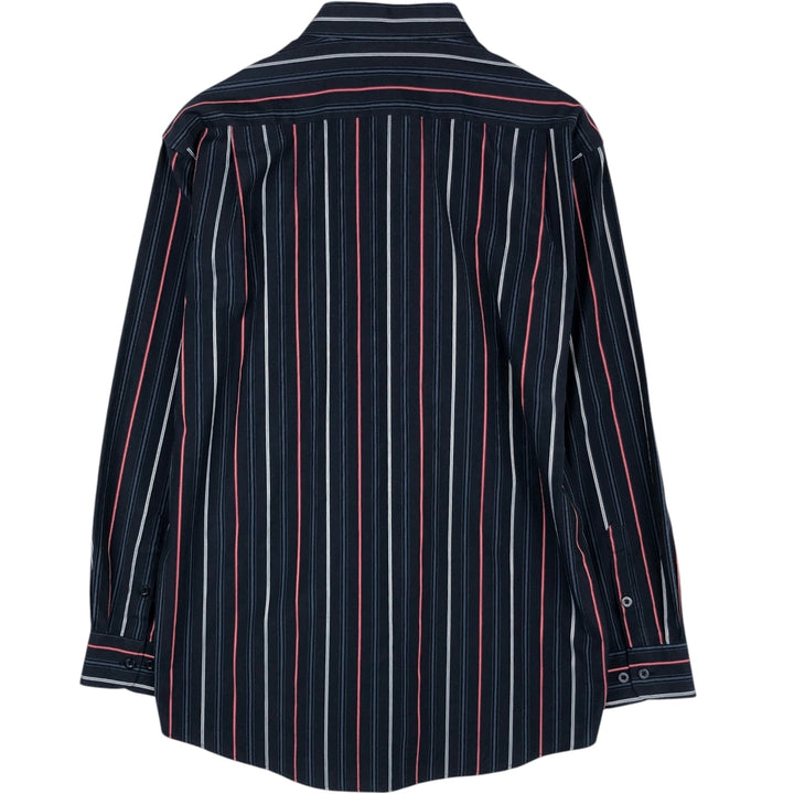 Paul Smith LONDON Long-Sleeve Cotton Stripe Shirt, Men's Size XL (approx.) polyester navy blue type Vintage Second Hand