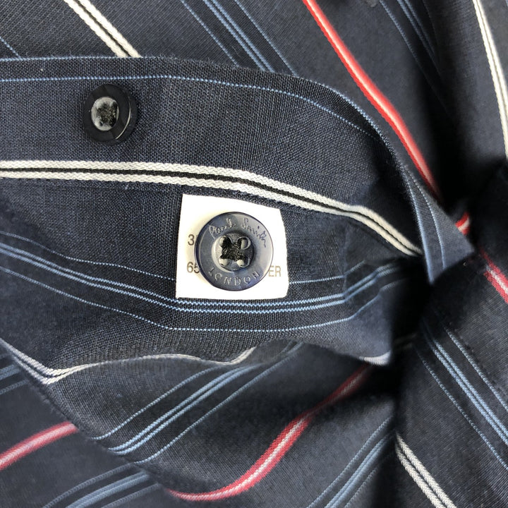 Paul Smith LONDON Long-Sleeve Cotton Stripe Shirt, Men's Size XL (approx.) polyester navy blue type Vintage Second Hand