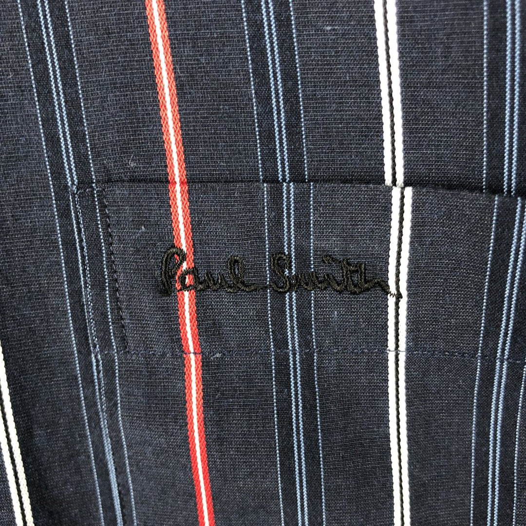 Paul Smith LONDON Long-Sleeve Cotton Stripe Shirt, Men's Size XL (approx.) polyester navy blue type Vintage Second Hand