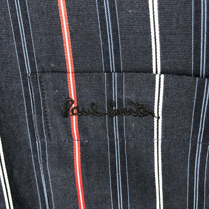 Paul Smith LONDON Long-Sleeve Cotton Stripe Shirt, Men's Size XL (approx.) polyester navy blue type Vintage Second Hand