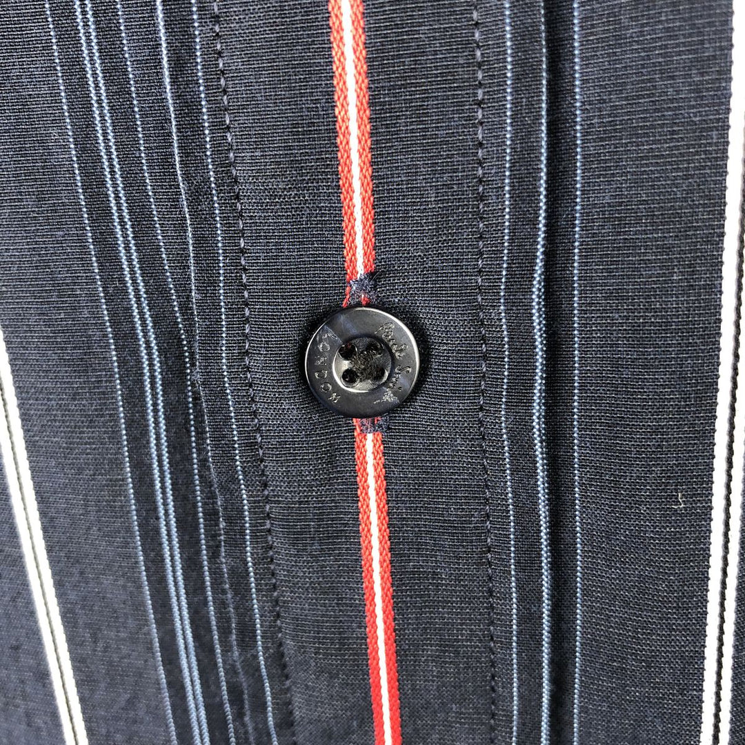 Paul Smith LONDON Long-Sleeve Cotton Stripe Shirt, Men's Size XL (approx.) polyester navy blue type Vintage Second Hand