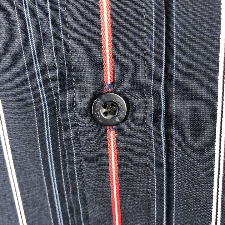 Paul Smith LONDON Long-Sleeve Cotton Stripe Shirt, Men's Size XL (approx.) polyester navy blue type Vintage Second Hand