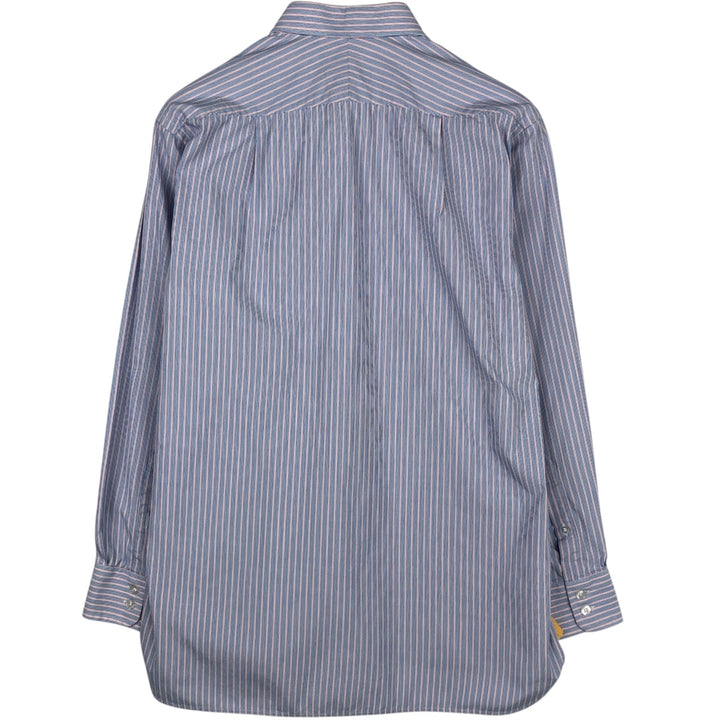 Aquascutum Wide Collar Long Sleeve Cotton Stripe Shirt, Men's Size M (approx.) cotton blue type Vintage Second Hand