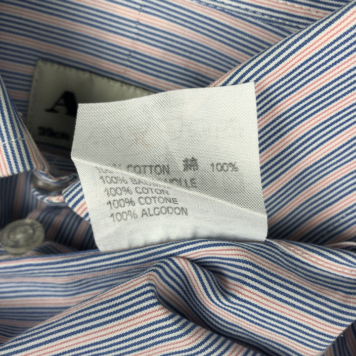 Aquascutum Wide Collar Long Sleeve Cotton Stripe Shirt, Men's Size M (approx.) cotton blue type Vintage Second Hand