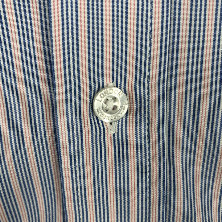 Aquascutum Wide Collar Long Sleeve Cotton Stripe Shirt, Men's Size M (approx.) cotton blue type Vintage Second Hand