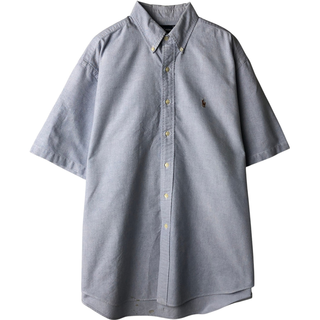 Ralph Lauren BLAIRE short sleeve button down shirt, men's size L cotton blue type Vintage Second Hand