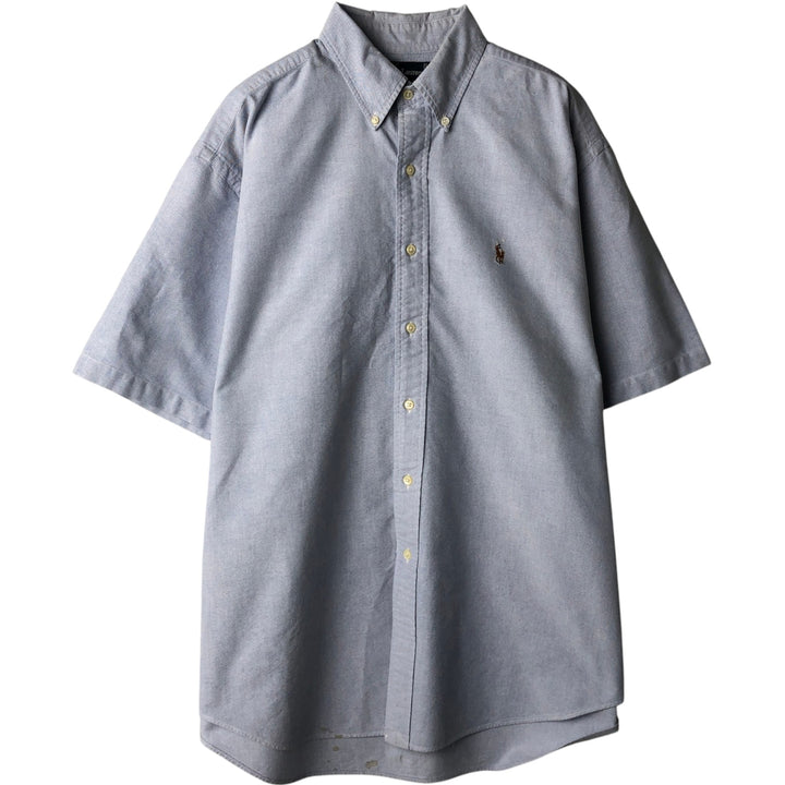 Ralph Lauren BLAIRE short sleeve button down shirt, men's size L cotton blue type Vintage Second Hand