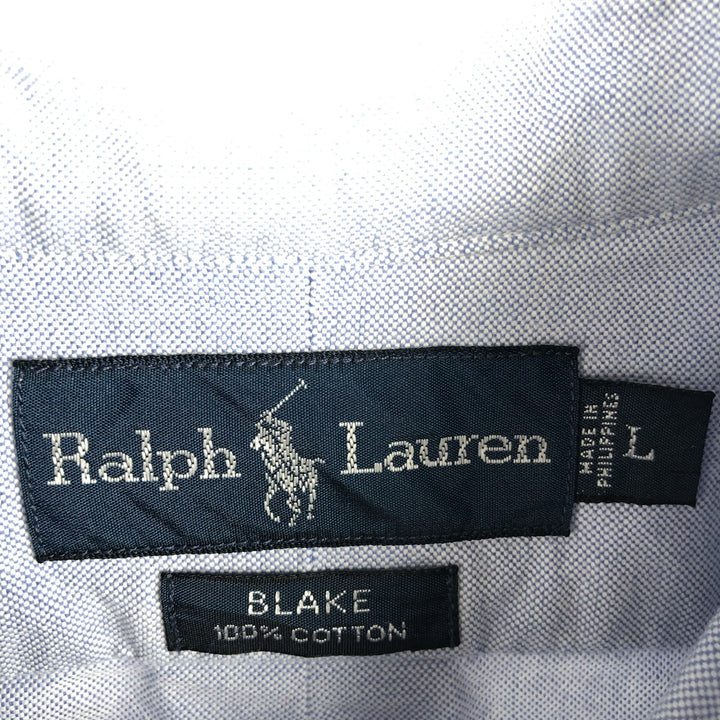 Ralph Lauren BLAKE short sleeve button down shirt, men's size L cotton Blue type light blue Vintage Second Hand