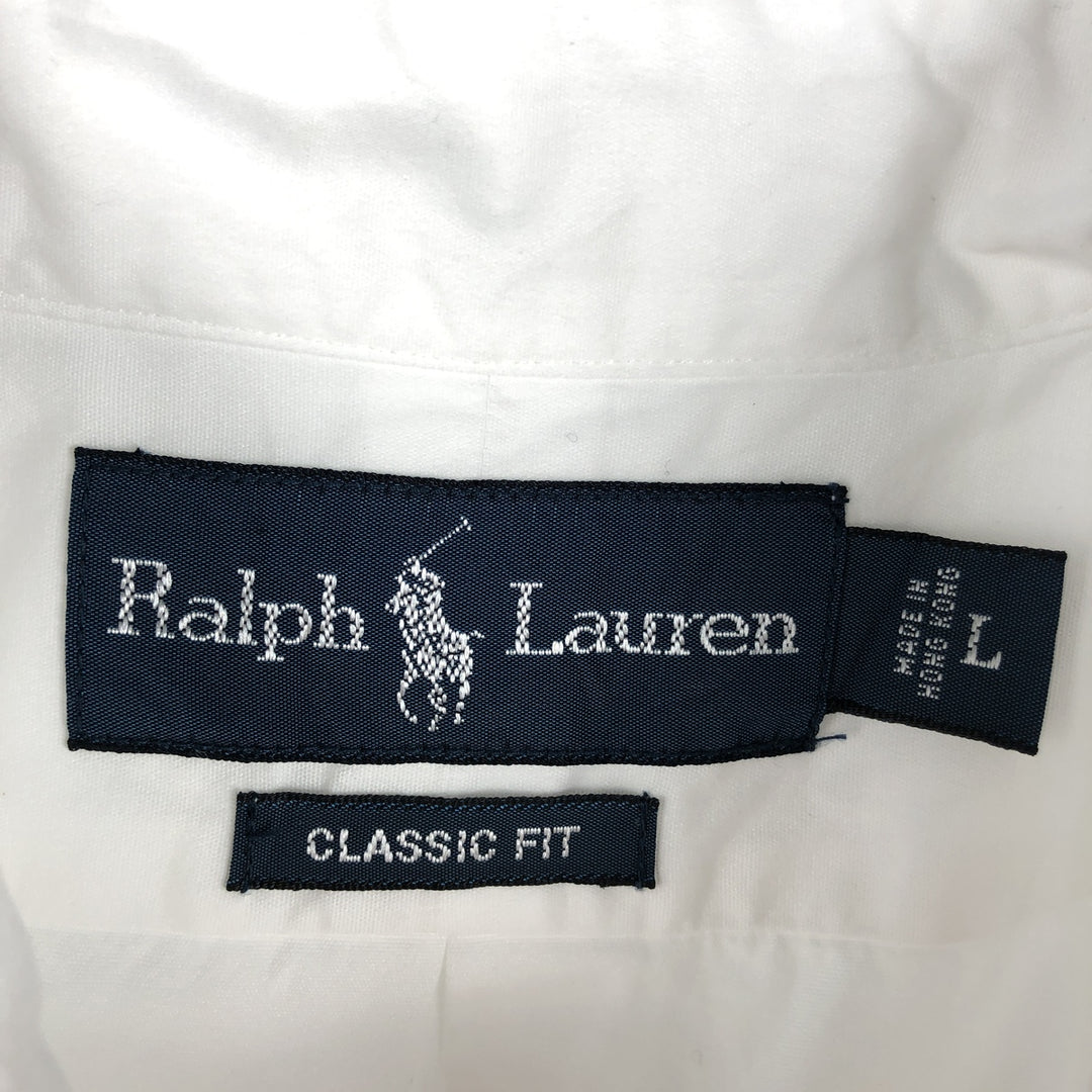Ralph Lauren Classic Fit short sleeve button down shirt, men's size L cotton white type Vintage Second Hand