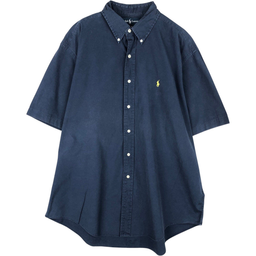 Ralph Lauren Classic Fit Short Sleeve Button Down Shirt Men's XL cotton navy blue type Vintage Second Hand