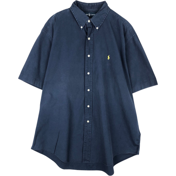 Ralph Lauren Classic Fit Short Sleeve Button Down Shirt Men's XL cotton navy blue type Vintage Second Hand