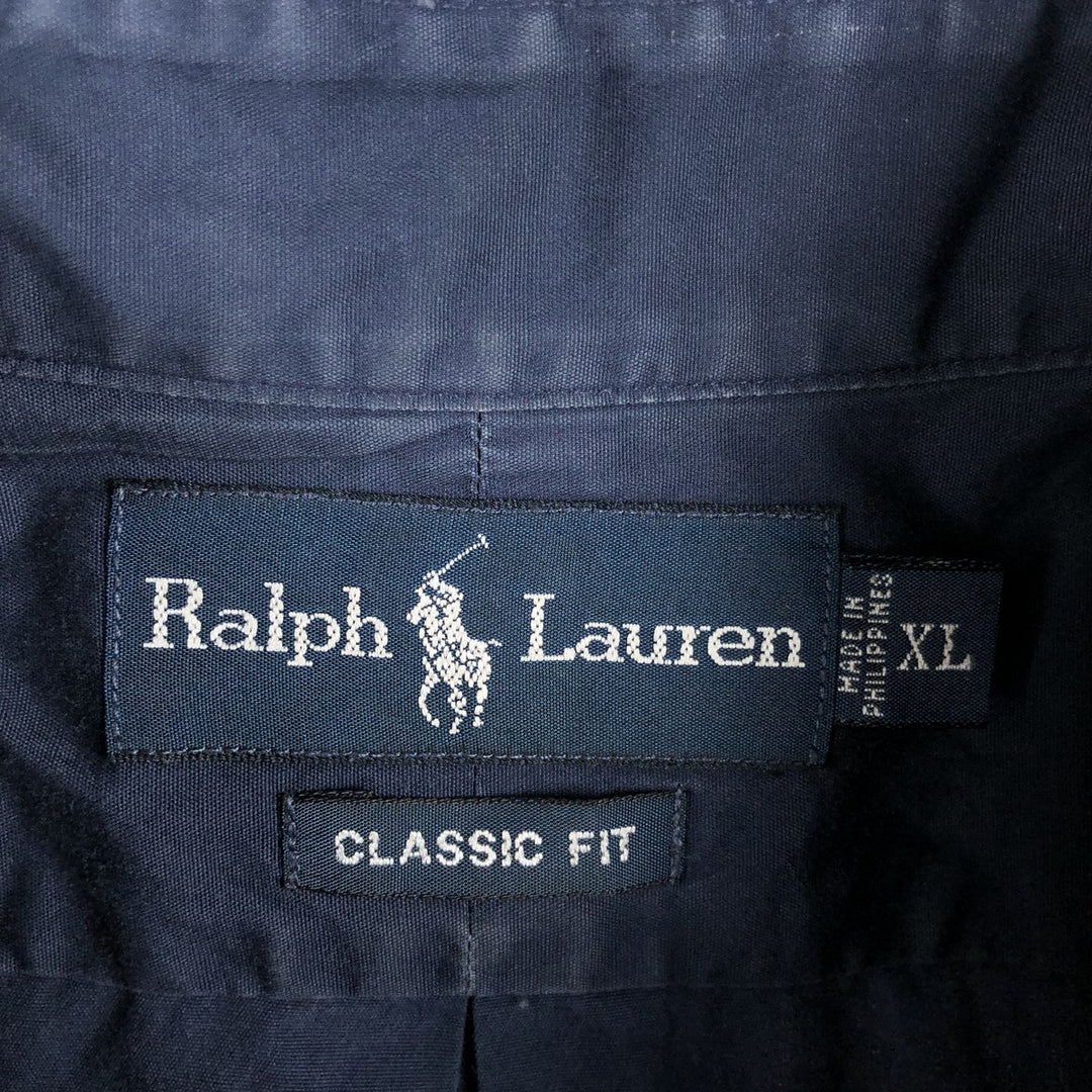 Ralph Lauren Classic Fit Short Sleeve Button Down Shirt Men's XL cotton navy blue type Vintage Second Hand
