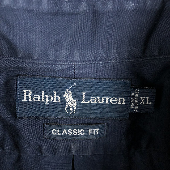 Ralph Lauren Classic Fit Short Sleeve Button Down Shirt Men's XL cotton navy blue type Vintage Second Hand