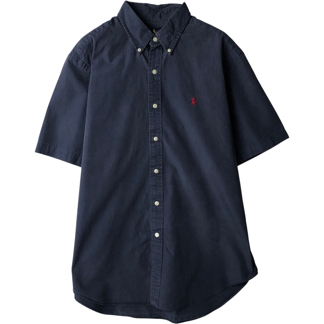 Ralph Lauren RALPH LAUREN short-sleeved button-down shirt, men's size L cotton navy blue type Vintage Second Hand