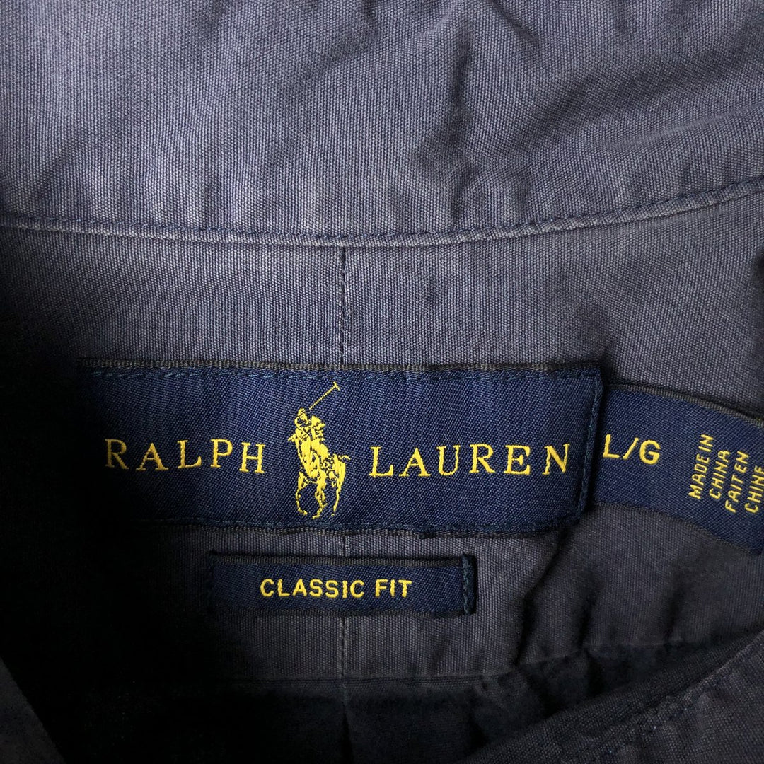 Ralph Lauren RALPH LAUREN short-sleeved button-down shirt, men's size L cotton navy blue type Vintage Second Hand