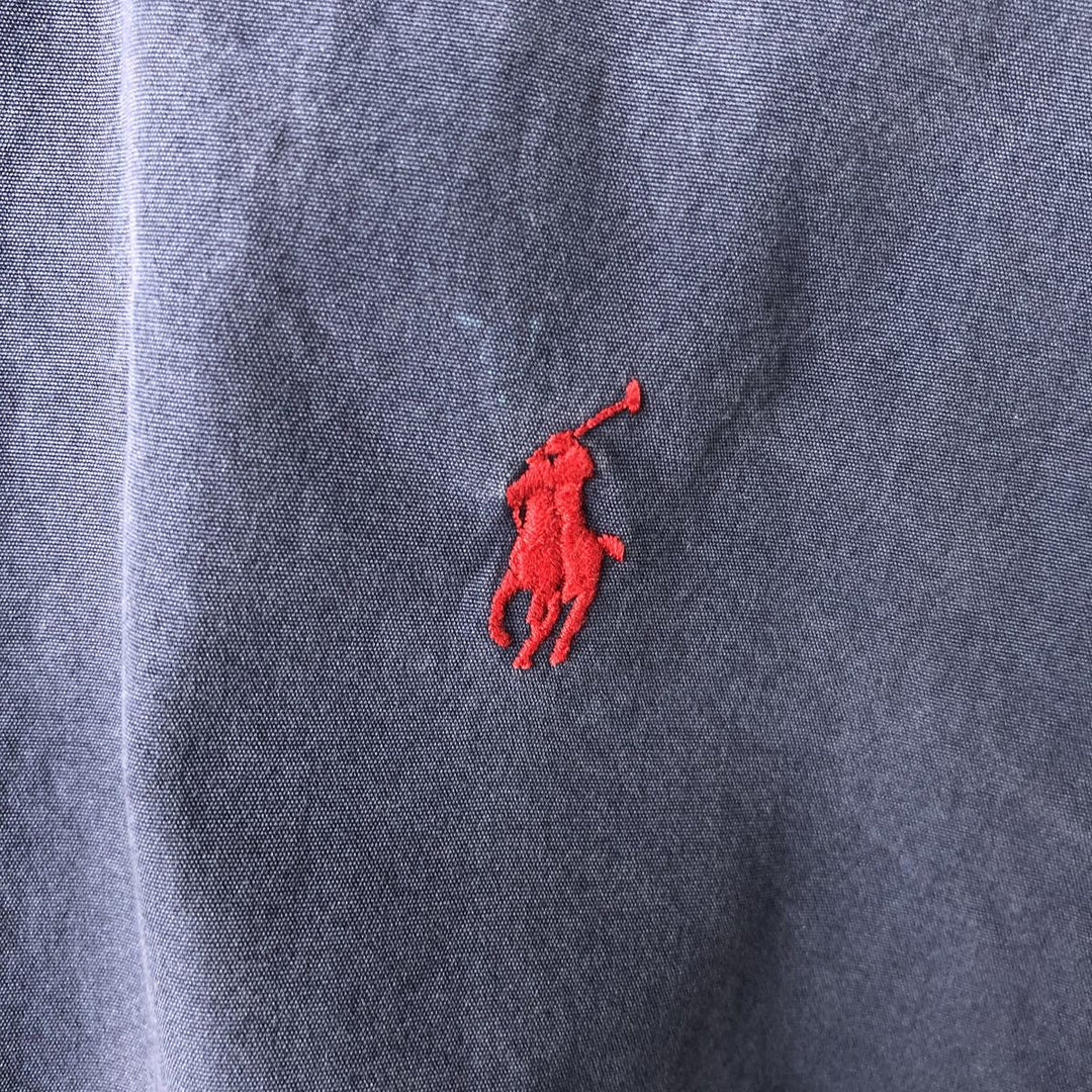 Ralph Lauren RALPH LAUREN short-sleeved button-down shirt, men's size L cotton navy blue type Vintage Second Hand