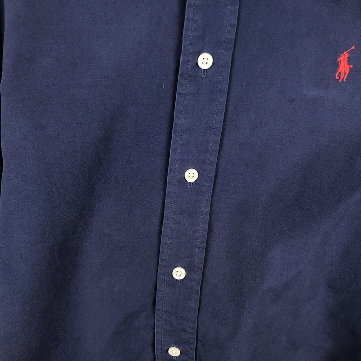 Ralph Lauren Classic Fit short sleeve button down shirt, men's size M cotton navy blue type Vintage Second Hand