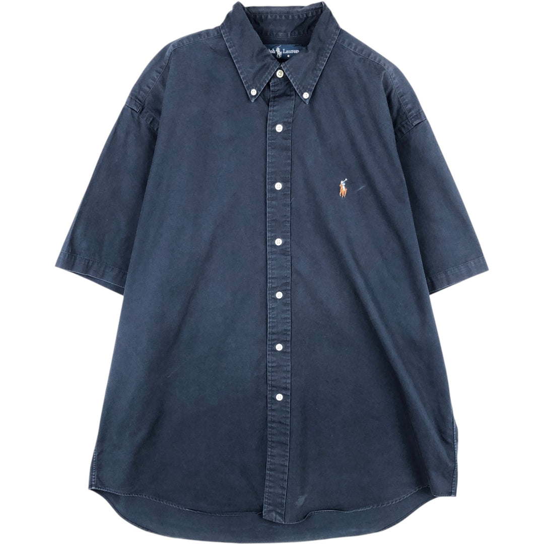 Ralph Lauren BLAKE short sleeve button down shirt, men's size L cotton blue type Vintage Second Hand